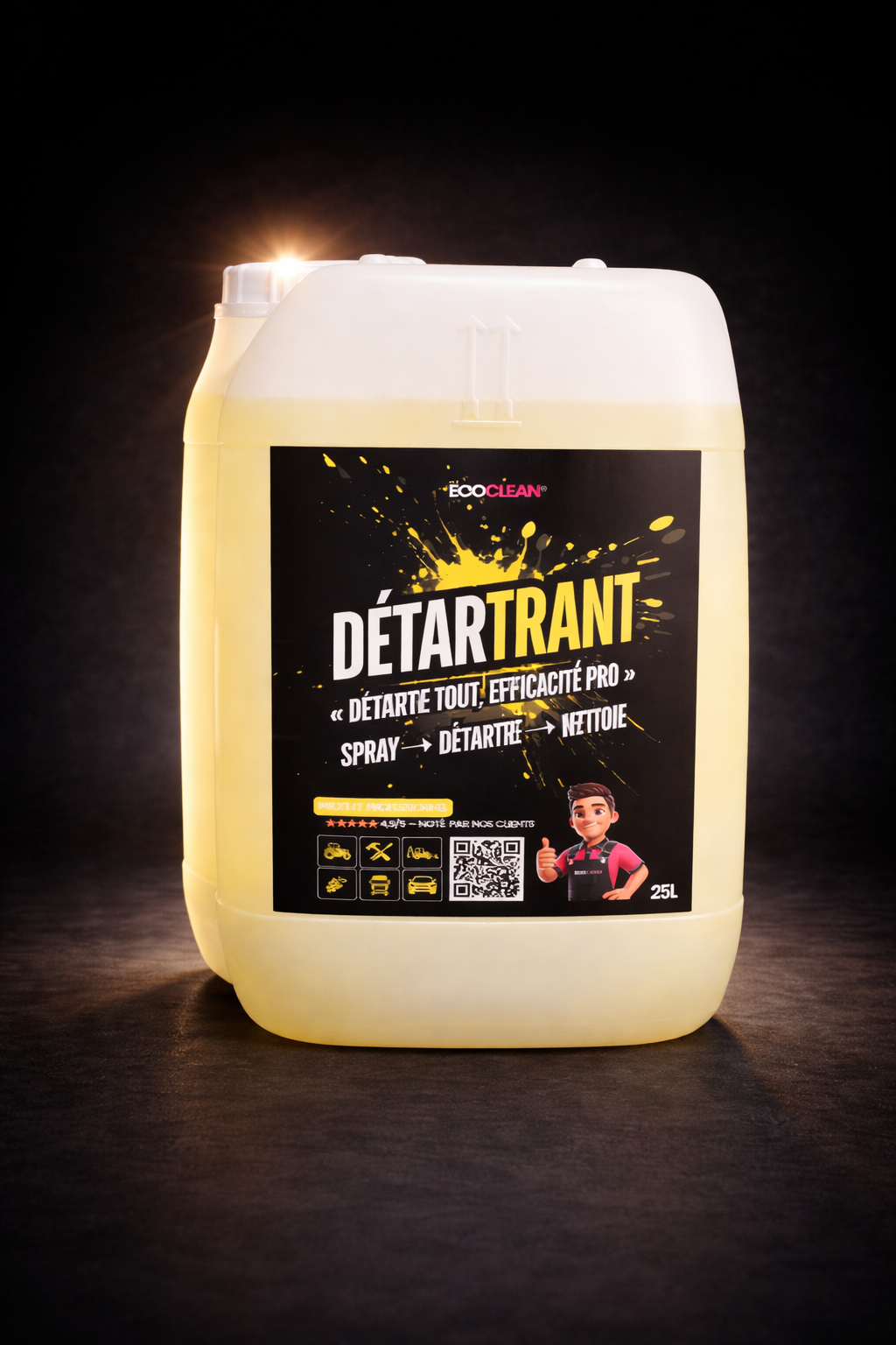 Pack Pro EcoClean® – Dégraissant + Détartrant (2×25 L) + Pulvérisateurs inclus