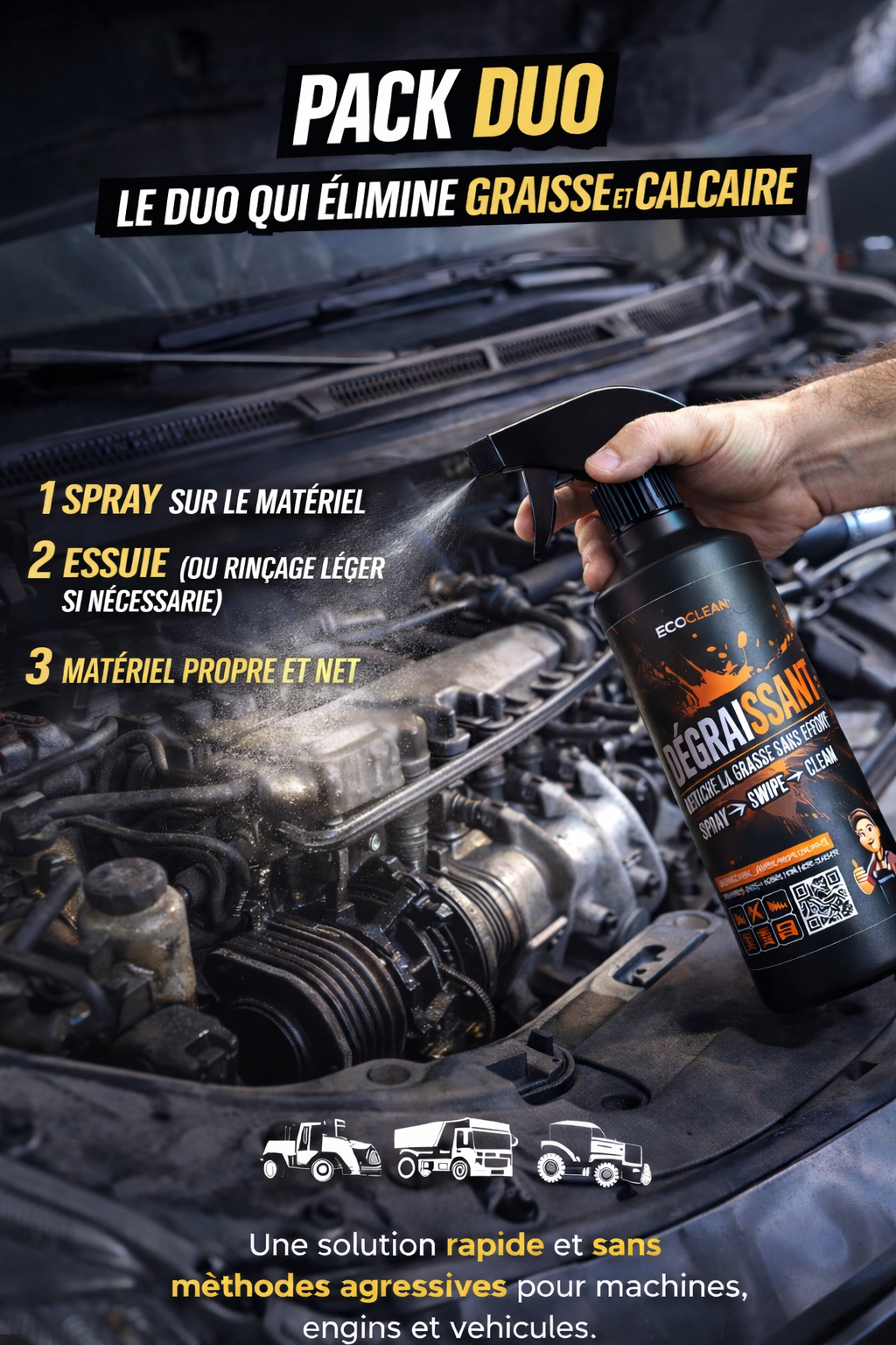 PACK DUO EcoClean® – Dégraissant + Détartrant (2×500 ml)