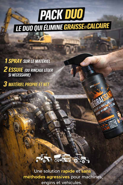 PACK DUO EcoClean® – Dégraissant + Détartrant (2×500 ml)